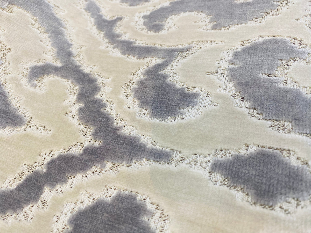 NEW Baroness Santel Novelty Upholstery Platinum and White Velvet- Made in Italy - Fancy Styles Fabric Pierre Frey Lee Jofa Brunschwig & Fils