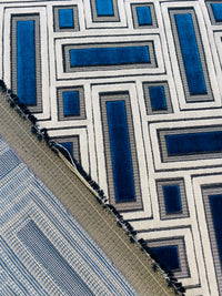 NEW! Duchess Adalyn Novelty Italian Burnout Geometric Chenille Upholstery Velvet Fabric - Royal Blue BTY - Fancy Styles Fabric Pierre Frey Lee Jofa Brunschwig & Fils