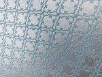 NEW Prince Lenmar Antique Inspired Eggshell Silver Blue Satin Geometric Upholstery Fabric