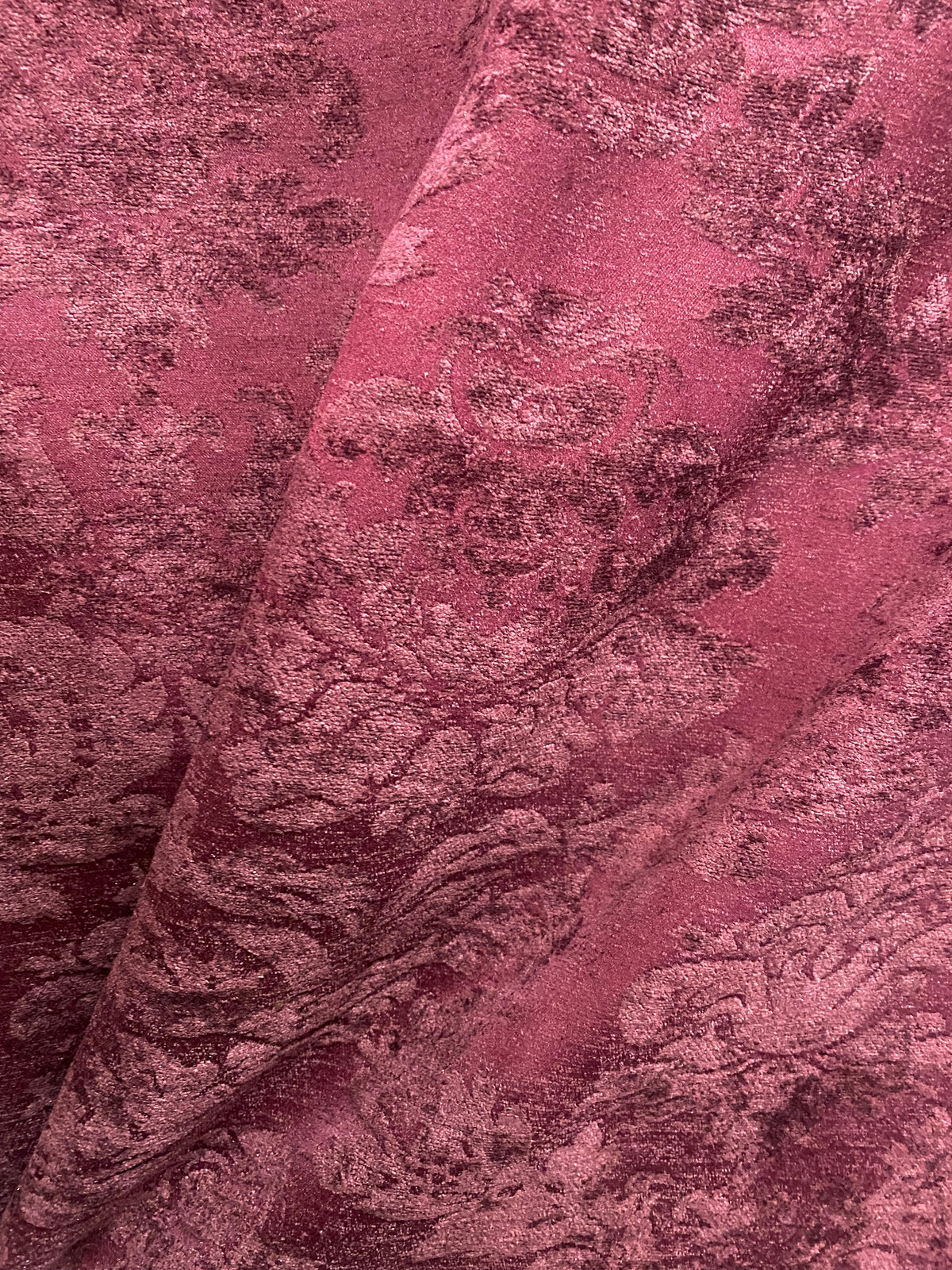 NEW! Lady Janet Designer Medallion Burnout Chenille Velvet Fabric - Antique Red - Fancy Styles Fabric Pierre Frey Lee Jofa Brunschwig & Fils
