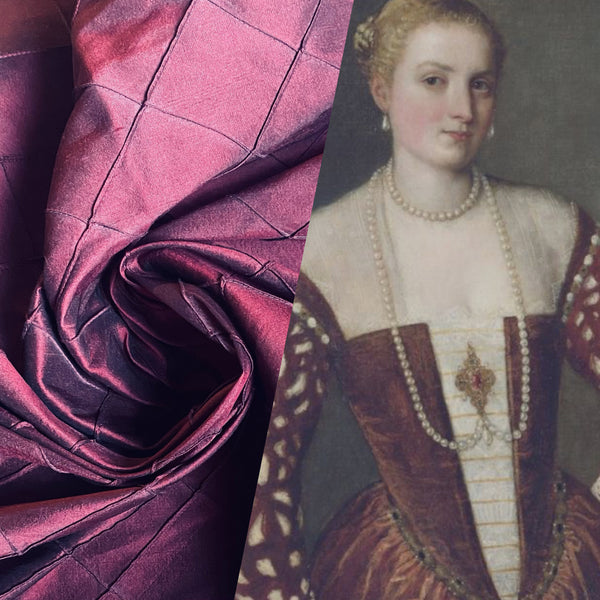 NEW Queen Lila Designer 100% Silk Dupioni - Pintuck Diamond Motif- Burgundy - Fancy Styles Fabric Pierre Frey Lee Jofa Brunschwig & Fils