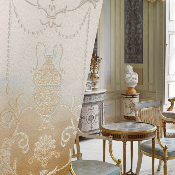 NEW Lord Percy Neoclassical Amphora Gold Upholstery and Drapery Fabri - Fancy Styles Fabric Pierre Frey Lee Jofa Brunschwig & Fils