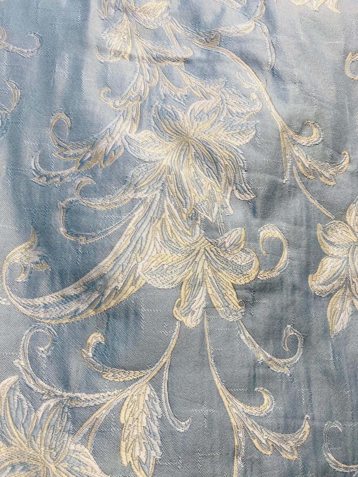 NEW! Queen Petrie Designer Quilted Brocade Floral Upholstery Fabric- French Blue LL - Fancy Styles Fabric Pierre Frey Lee Jofa Brunschwig & Fils