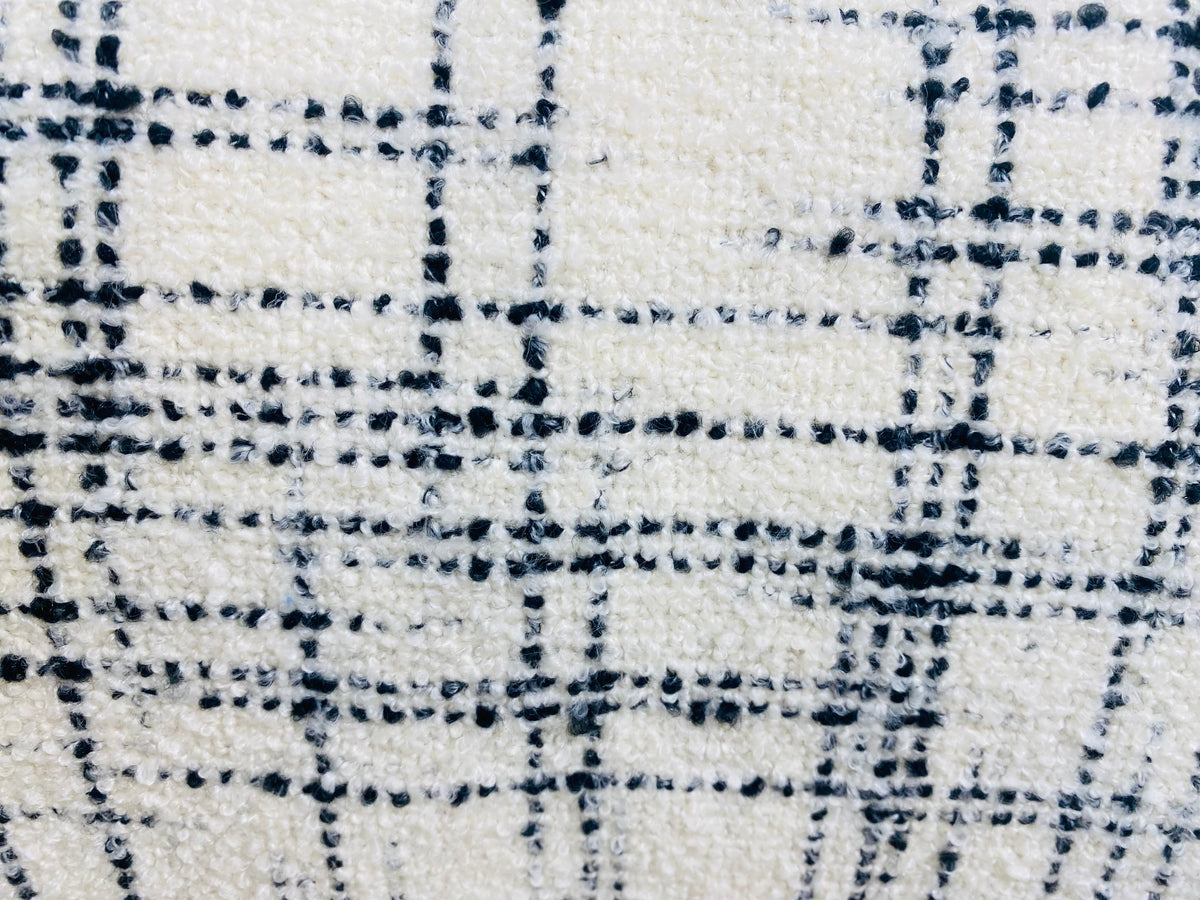 NEW Count York Designer Heavyweight Boucle Upholstery Fabric in White and Black Plaid Melange - Fancy Styles Fabric Pierre Frey Lee Jofa Brunschwig & Fils