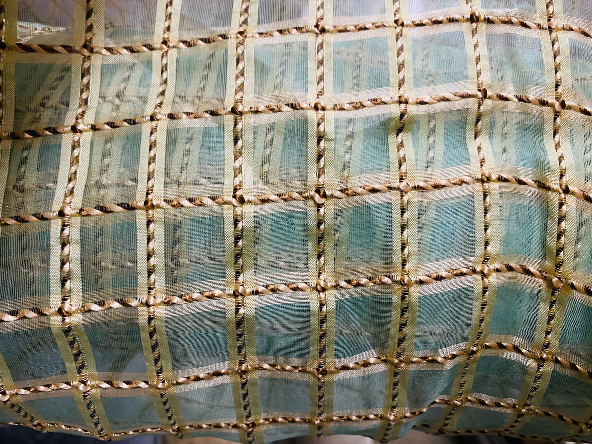 NEW Novelty Queen Iris 100% Silk Organza Sheer Embroidery Fabric- Turquoise Blue - Fancy Styles Fabric Pierre Frey Lee Jofa Brunschwig & Fils