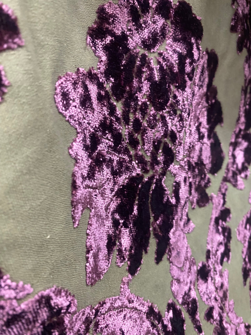 NEW! Prince Jasper - Designer Italian Venetian Burnout Damask Cut Velvet Purple Fabric Upholstery - Fancy Styles Fabric Pierre Frey Lee Jofa Brunschwig & Fils