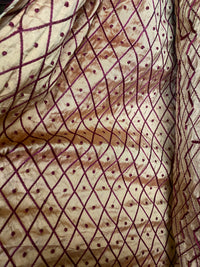 NEW Duchess Dorta 100% Silk Dupioni Embroidered Diamond Dot Motif Cream White and Burgundy Red - Fancy Styles Fabric Pierre Frey Lee Jofa Brunschwig & Fils