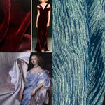App Sale: $17 Mystery Fabric 386- 20” x 55” Yard Lavender Lady Bridgette Silk Dupioni + 1 Yard Silk Crinkle Organza + 1/2 Yard Cabernet Silk Rayon Velvet