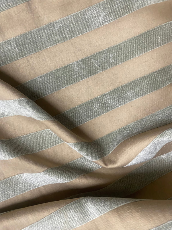NEW! Lady Janet STRIPE Designer Medallion Burnout Chenille Velvet Fabric - Aqua & Shell - Fancy Styles Fabric Pierre Frey Lee Jofa Brunschwig & Fils