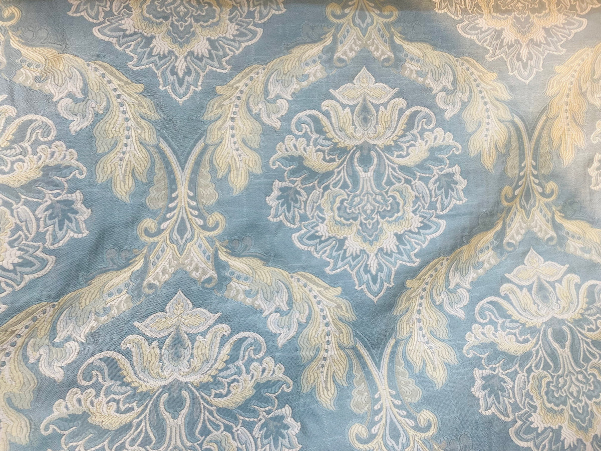 NEW! King Jegeus Designer Quilted Brocade Damask Upholstery Fabric- French Blue - Fancy Styles Fabric Pierre Frey Lee Jofa Brunschwig & Fils