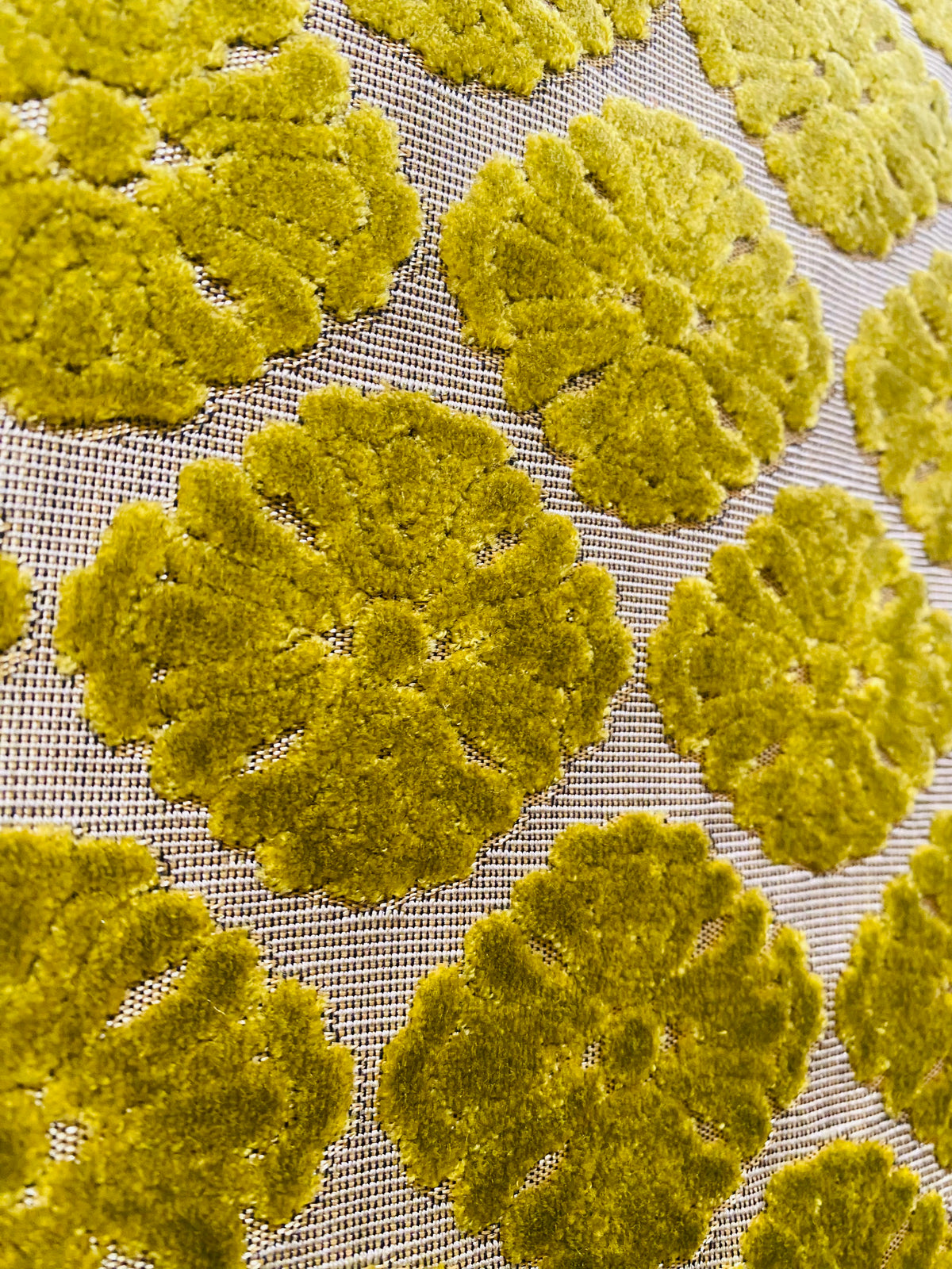 NEW! Prince Mikaile - Designer Italian Venetian Burnout Damask Cut Velvet Yellow Chartreuse Fabric Upholstery - Fancy Styles Fabric Pierre Frey Lee Jofa Brunschwig & Fils