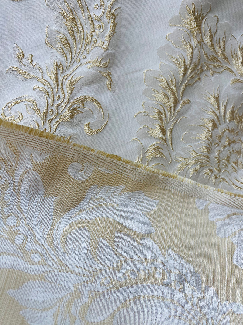 NEW! King Fiore Brocade Satin Fabric- Champagne- Damask Upholstery Neoclassical Louis