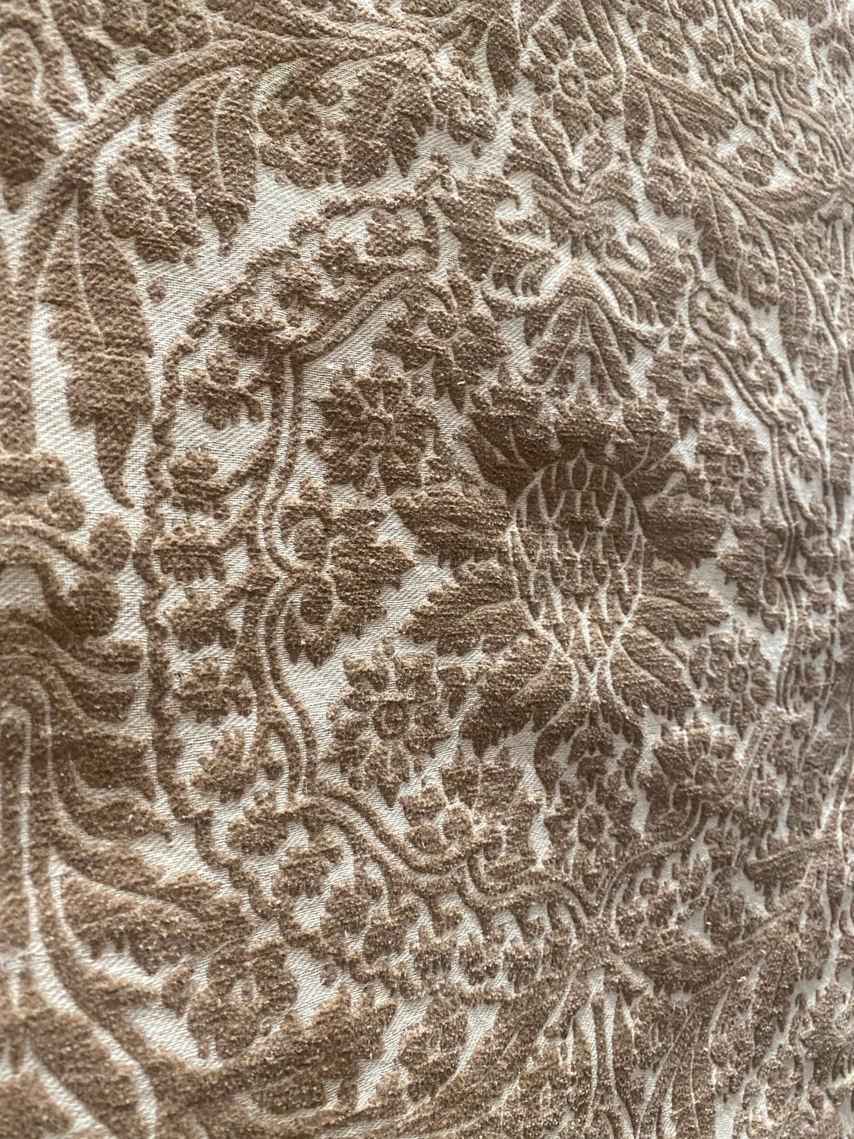 NEW! Prince Teffler - Designer Italian Venetian Burnout Damask Cut Velvet Taupe Fabric Upholstery - Fancy Styles Fabric Pierre Frey Lee Jofa Brunschwig & Fils