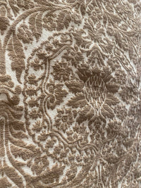 NEW! Prince Teffler - Designer Italian Venetian Burnout Damask Cut Velvet Taupe Fabric Upholstery - Fancy Styles Fabric Pierre Frey Lee Jofa Brunschwig & Fils