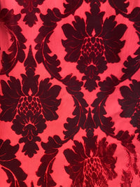 NEW! Prince Jasper - Designer Italian Venetian Burnout Damask Cut Velvet Red Fabric Upholstery - Fancy Styles Fabric Pierre Frey Lee Jofa Brunschwig & Fils