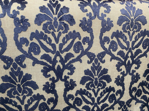 NEW! Sir Scotte Novelty Burnout Medallion Floral Velvet Fabric - Indigo Navy Blue- Upholstery - Fancy Styles Fabric Pierre Frey Lee Jofa Brunschwig & Fils