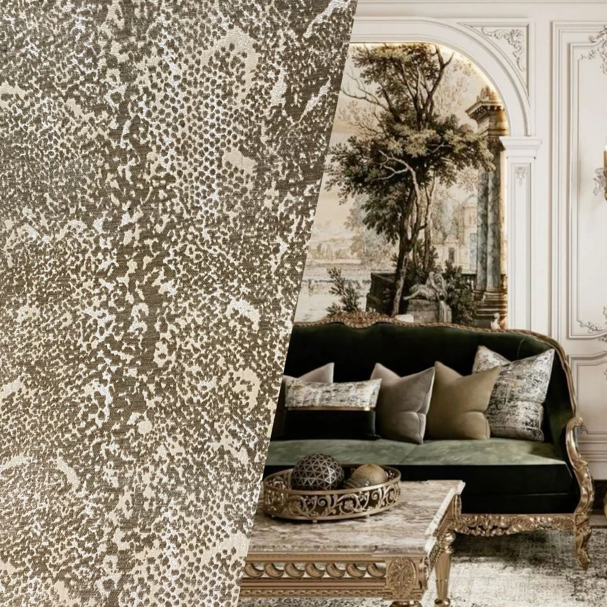 NEW Prince Stan Novelty Velevet Anaconda Snake Upholstery Fabric in White & Taupe - Fancy Styles Fabric Pierre Frey Lee Jofa Brunschwig & Fils