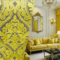 NEW! Sir Sanders Novelty Burnout Medallion Chenille Velvet Fabric - Electric Yellow- Upholstery - Fancy Styles Fabric Pierre Frey Lee Jofa Brunschwig & Fils