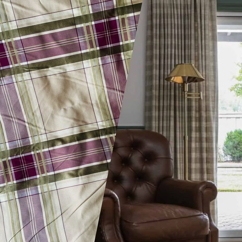 NEW SALE 2 Yard Remnant: Duchess Fanty 100% Silk Taffeta Plaid Tartan Fabric