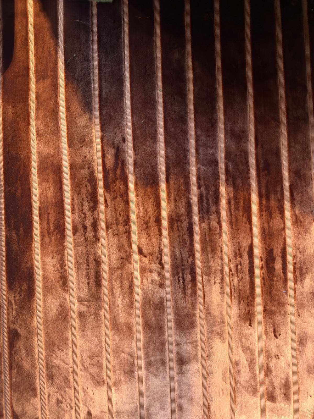 NEW! Prince Caspiane Designer Venetian Burnout Stripe Velvet Burnt Orange Amber Fabric Upholstery