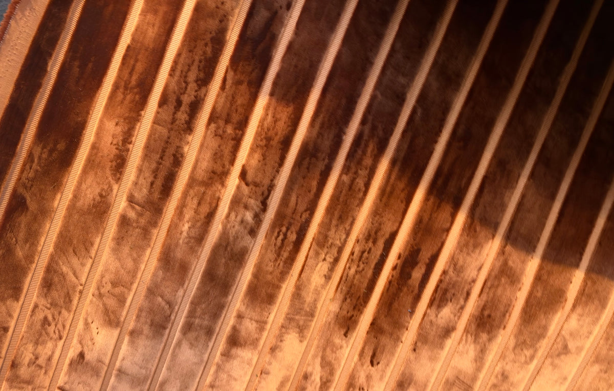 NEW! Prince Caspiane Designer Venetian Burnout Stripe Velvet Burnt Orange Amber Fabric Upholstery