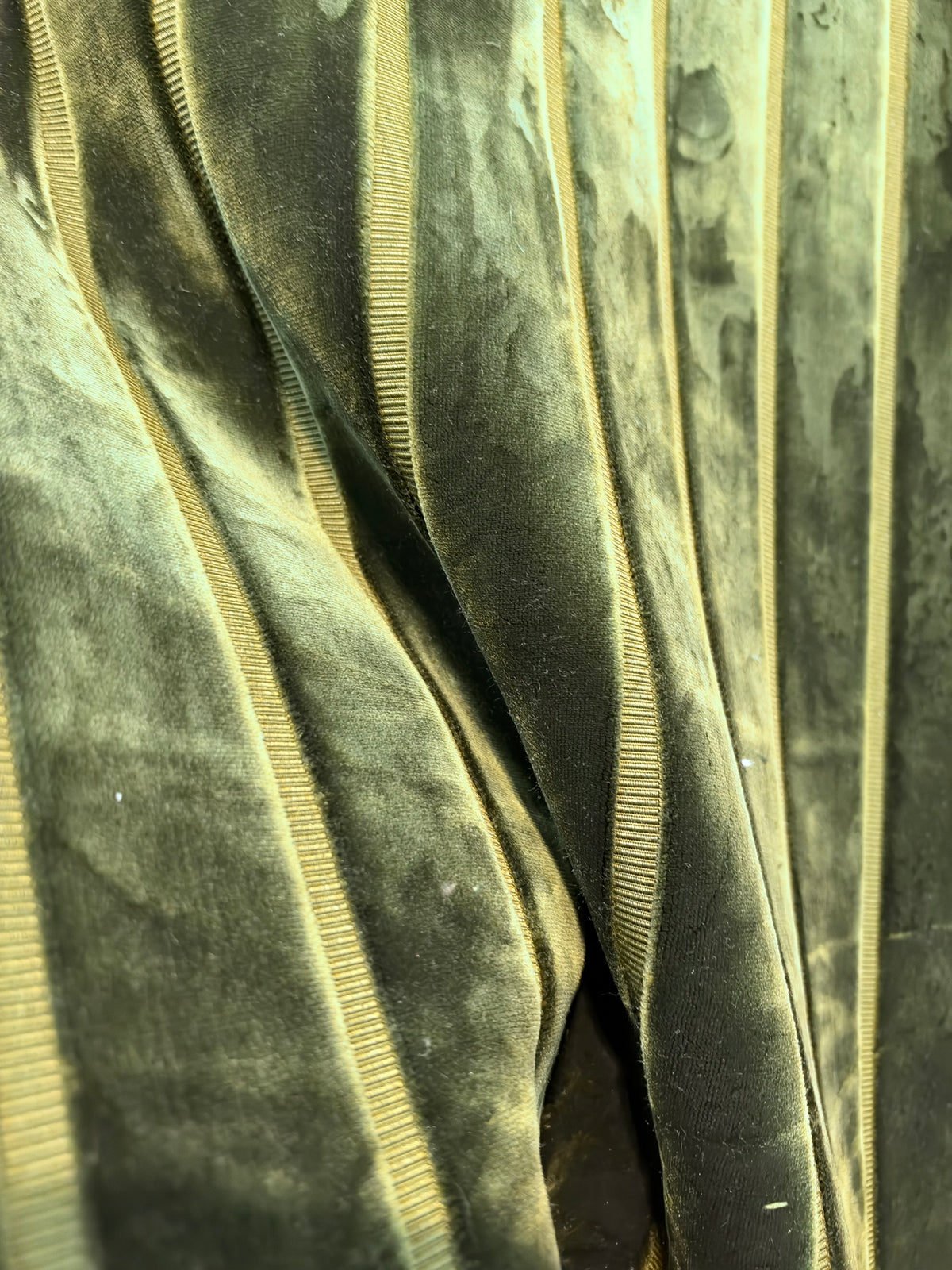 NEW! Prince Caspiane Designer Venetian Burnout Stripe Velvet Central Park Green Fabric Upholstery