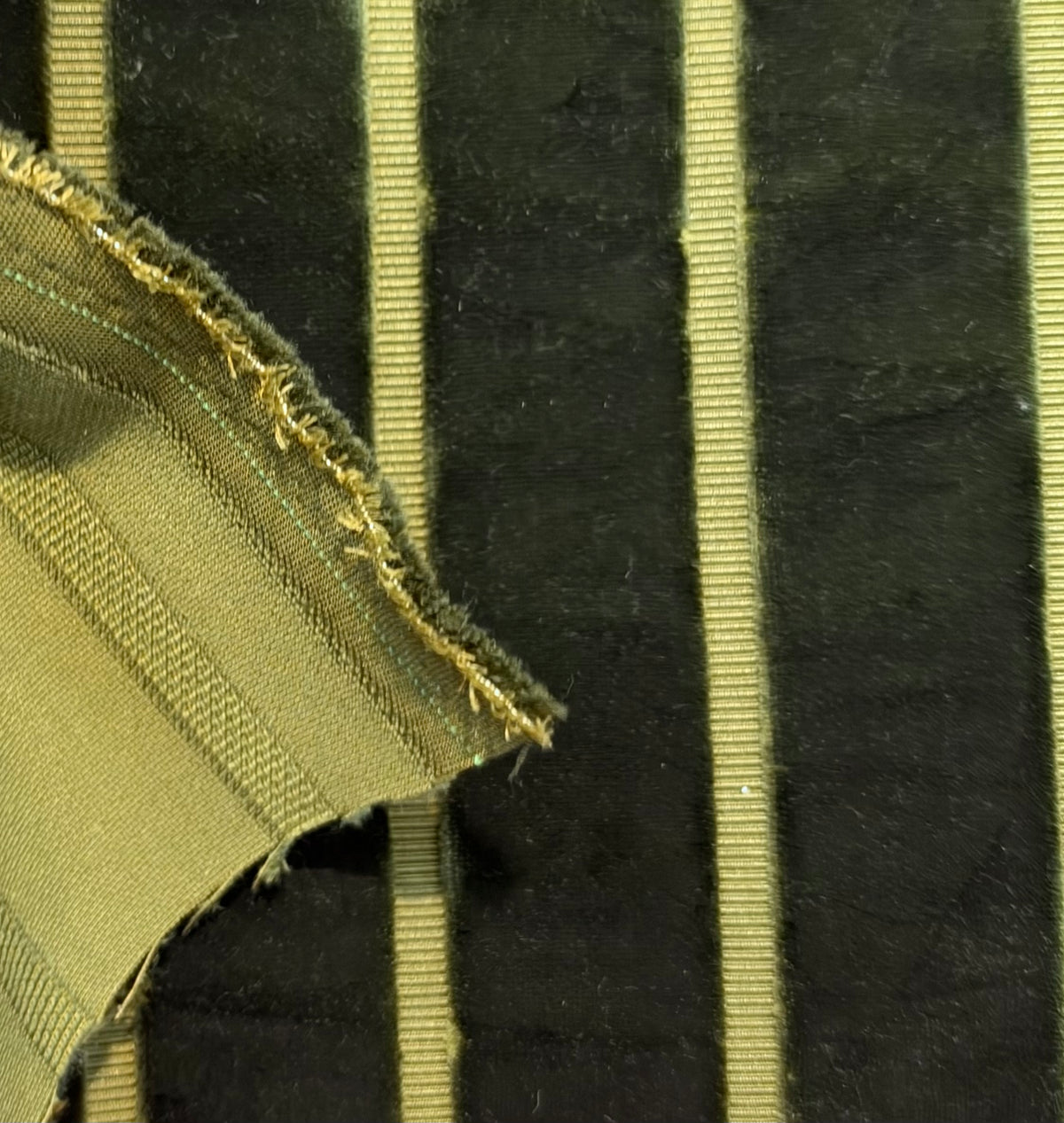 NEW! Prince Caspiane Designer Venetian Burnout Stripe Velvet Central Park Green Fabric Upholstery