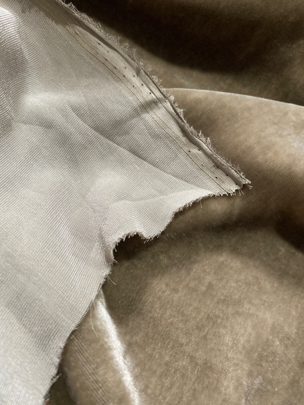NEW Lord Greggory Designer Runway Silk Rayon Velvet in Taupe Gray - Fancy Styles Fabric Pierre Frey Lee Jofa Brunschwig & Fils