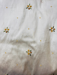 NEW! SALE! Queen Jane Beaded Floral 100% Silk Taffeta Fabric - Ivory W/ Yellow Beaded Flowers - Fancy Styles Fabric Pierre Frey Lee Jofa Brunschwig & Fils