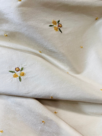 NEW! SALE! Queen Jane Beaded Floral 100% Silk Taffeta Fabric - Ivory W/ Yellow Beaded Flowers - Fancy Styles Fabric Pierre Frey Lee Jofa Brunschwig & Fils