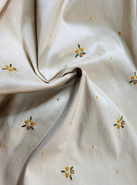 NEW! SALE! Queen Jane Beaded Floral 100% Silk Taffeta Fabric - Ivory W/ Yellow Beaded Flowers - Fancy Styles Fabric Pierre Frey Lee Jofa Brunschwig & Fils