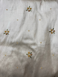 NEW! SALE! Queen Jane Beaded Floral 100% Silk Taffeta Fabric - Ivory W/ Yellow Beaded Flowers - Fancy Styles Fabric Pierre Frey Lee Jofa Brunschwig & Fils