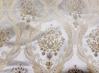Queen Antionette Novelty Ritz Neoclassical Brocade Medallion Floral Satin Fabric - Ivory - Fancy Styles Fabric Pierre Frey Lee Jofa Brunschwig & Fils