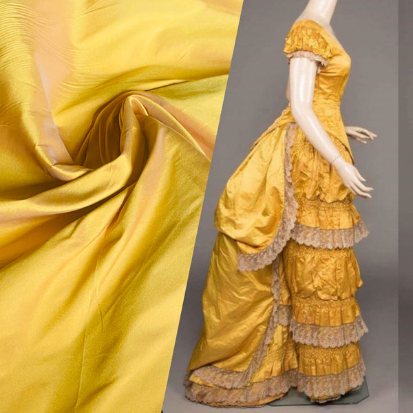 NEW Lady Frank Light Designer “Faux Silk” Taffeta Fabric Made in Italy Sunflower Yellow w/ Pink Iridescence - Fancy Styles Fabric Pierre Frey Lee Jofa Brunschwig & Fils