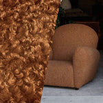 NEW Sir Teddy Designer Upholstery Boucle Sherpa Fabric in Burnt Orange