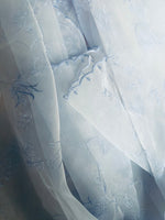 NEW Queen Cumberland Embroidered Organza with Floral Embroidery- Ice Blue