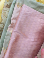 App Sale: Lady Bridgette Designer 100% Silk Dupioni Pink Pinstriped Fabric