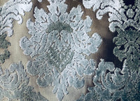 NEW! Emperor Walter Designer Italian Burnout Damask Chenille Silver-Blue Bronze Fabric Upholstery - Fancy Styles Fabric Pierre Frey Lee Jofa Brunschwig & Fils