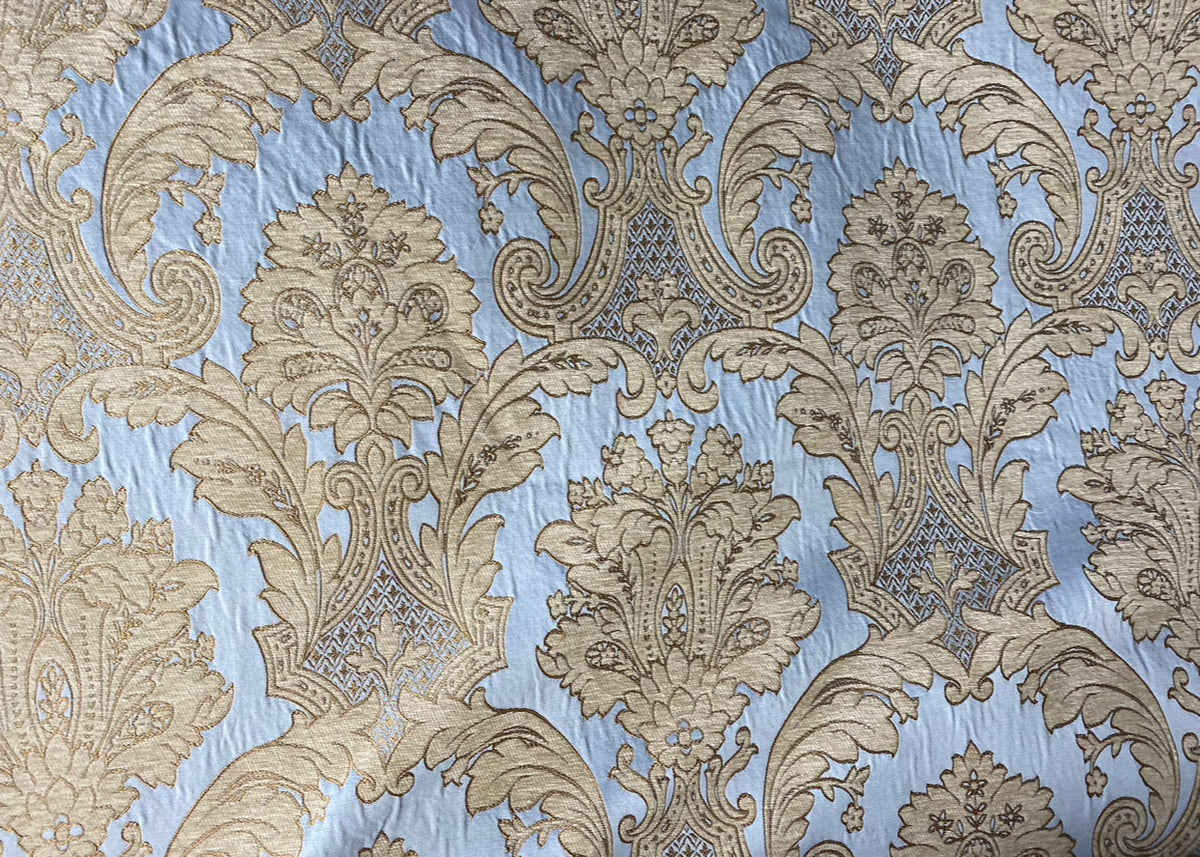 NEW King Donald Designer Brocade Satin Burnout Chenille Upholstery Velvet Fabric - Sky Blue - Fancy Styles Fabric Pierre Frey Lee Jofa Brunschwig & Fils