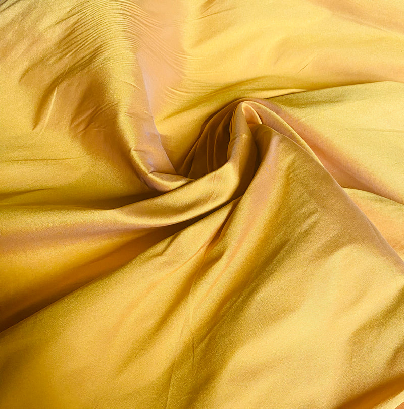 NEW Lady Frank Light Designer “Faux Silk” Taffeta Fabric Made in Italy Sunflower Yellow w/ Pink Iridescence
