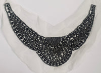 NEW THE QUEEN Silver Beaded Appliqué on White Mesh Lace - Fancy Styles Fabric Pierre Frey Lee Jofa Brunschwig & Fils