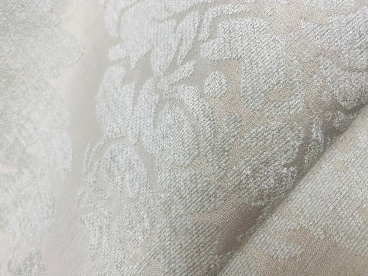 NEW! Lady Janet Railroaded Repeat Medallion Burnout Chenille Velvet Fabric - Antique White - Fancy Styles Fabric Pierre Frey Lee Jofa Brunschwig & Fils