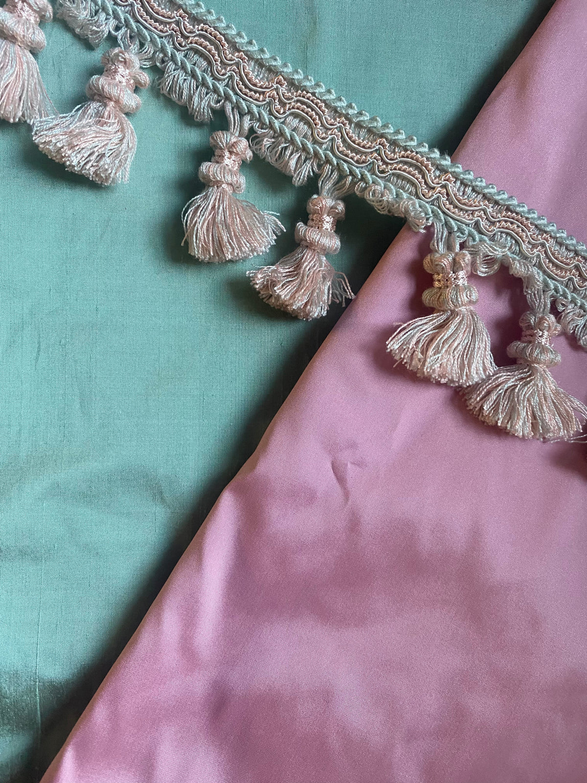 NEW! THE PRINCE PANDLER Tassel Trim - Pink and Aqua - Fancy Styles Fabric Pierre Frey Lee Jofa Brunschwig & Fils