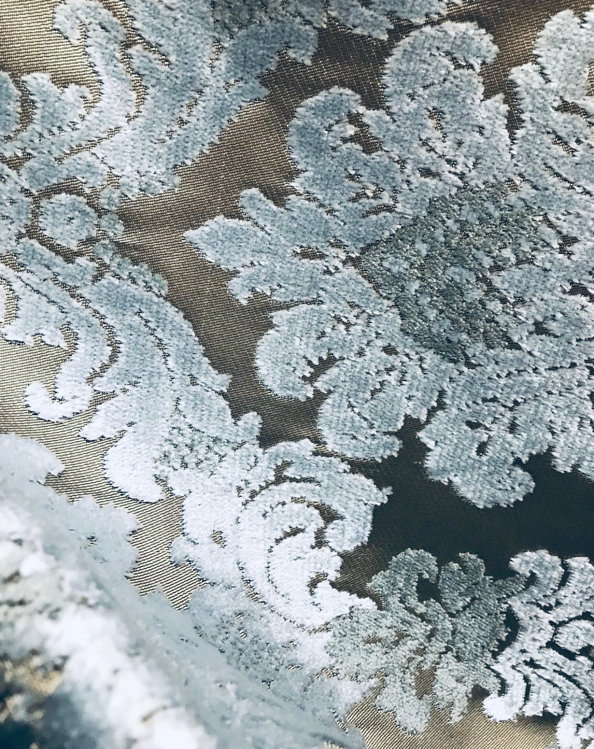 NEW! Emperor Walter Designer Italian Burnout Damask Chenille Silver-Blue Bronze Fabric Upholstery - Fancy Styles Fabric Pierre Frey Lee Jofa Brunschwig & Fils