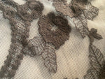 Haggle: Queen Tiffany Scalloped Edges Tulle Lace Mesh with Embroidery Fabric- White and Grey