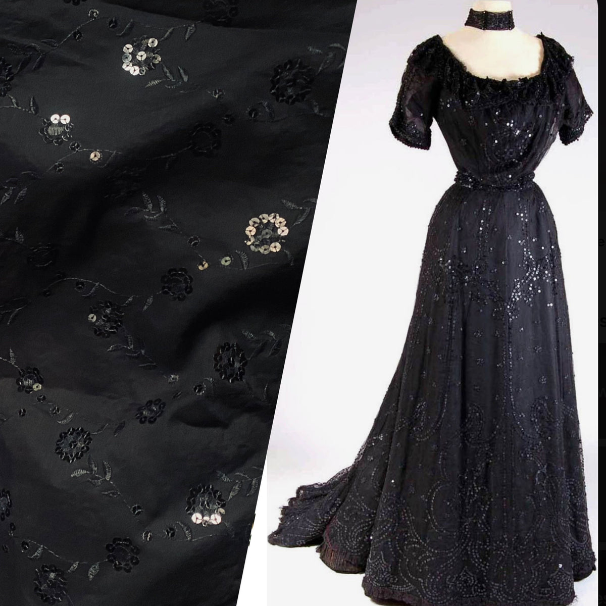 NEW Queen Carmine 100% Cotton Dress Weight Fabric with Embroidery and Sequins