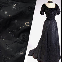NEW Queen Carmine 100% Cotton Dress Weight Fabric with Embroidery and Sequins - Black - Fancy Styles Fabric Pierre Frey Lee Jofa Brunschwig & Fils