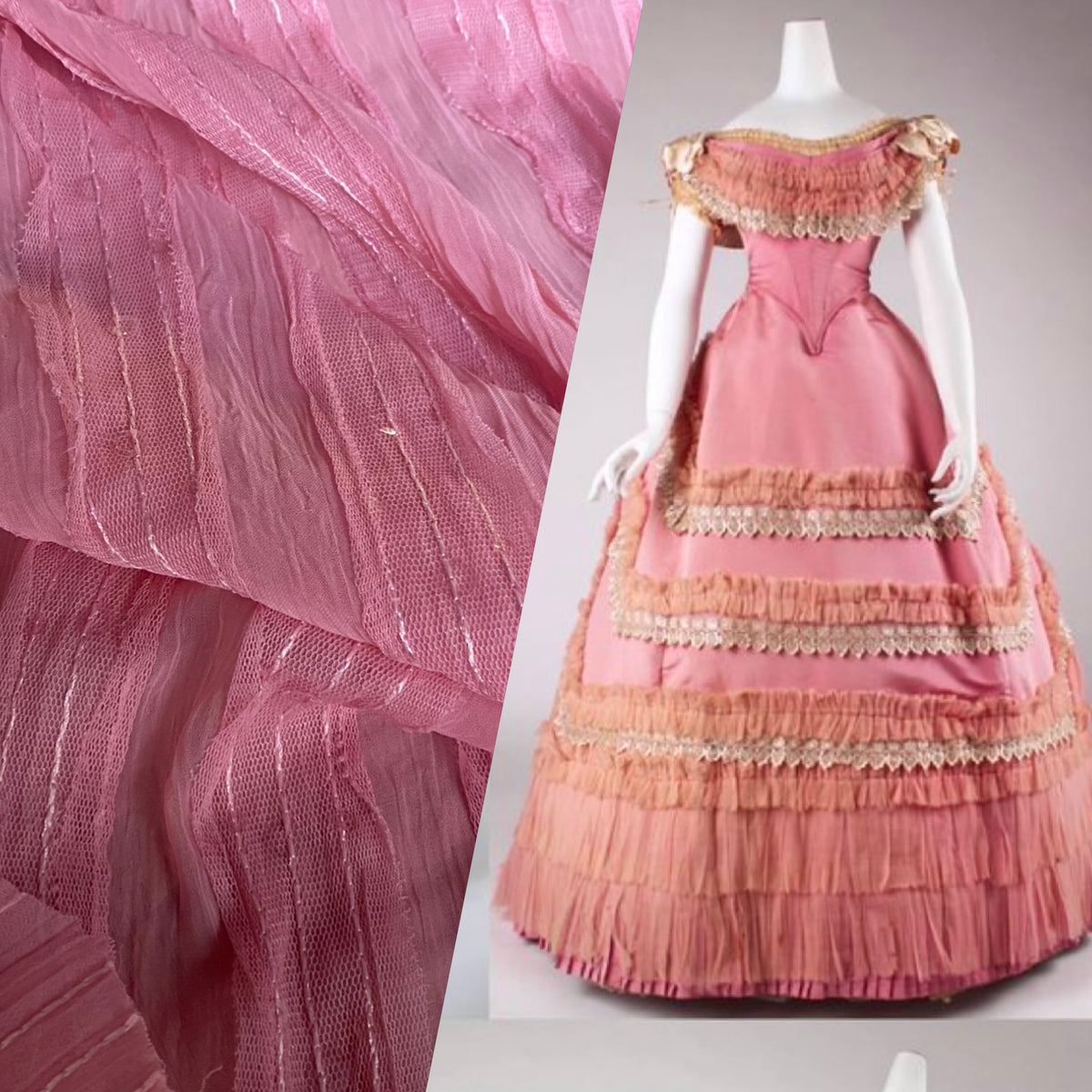 NEW Lady Lannister Layered Mesh Lace on Chiffon with Sequins- Pink - Fancy Styles Fabric Pierre Frey Lee Jofa Brunschwig & Fils