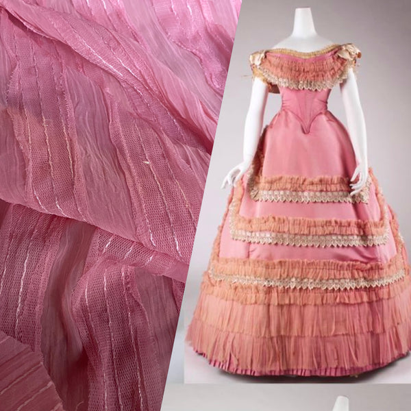 NEW Lady Lannister Layered Mesh Lace on Chiffon with Sequins- Pink - Fancy Styles Fabric Pierre Frey Lee Jofa Brunschwig & Fils