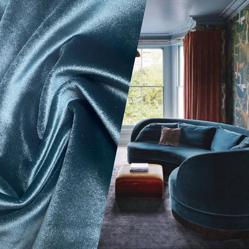 NEW Prince Kaspen Italian Soft Upholstery Velvet Fabric- Peacock Teal